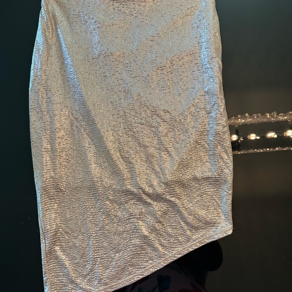 Elegant Silver Ruched Skirt - Picture 2 of 3
